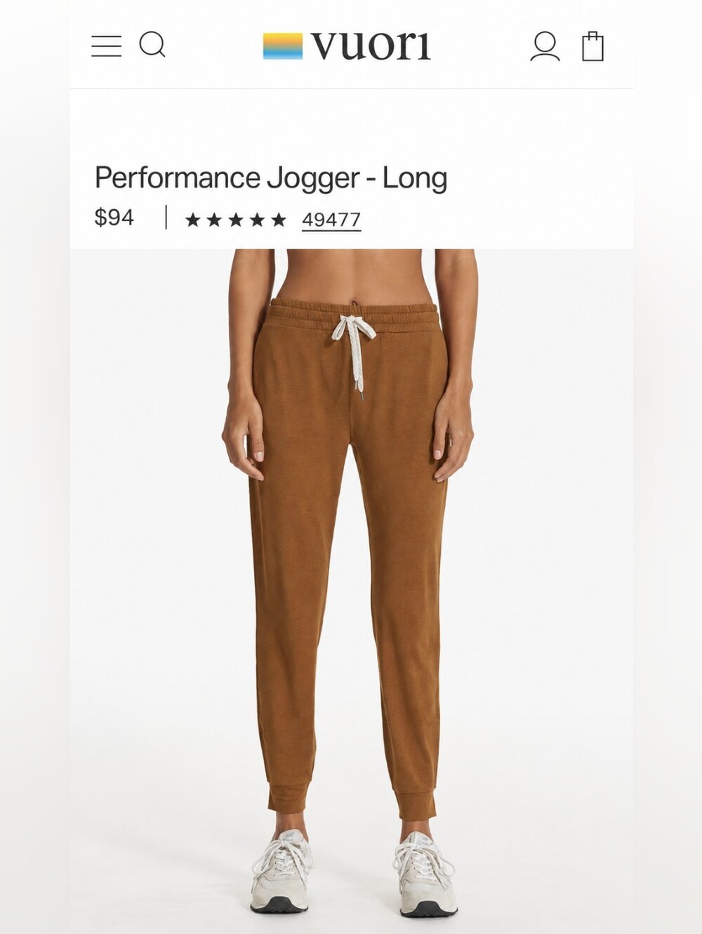 Vuori Performance Jogger Long - Caramel Heather - Medium
